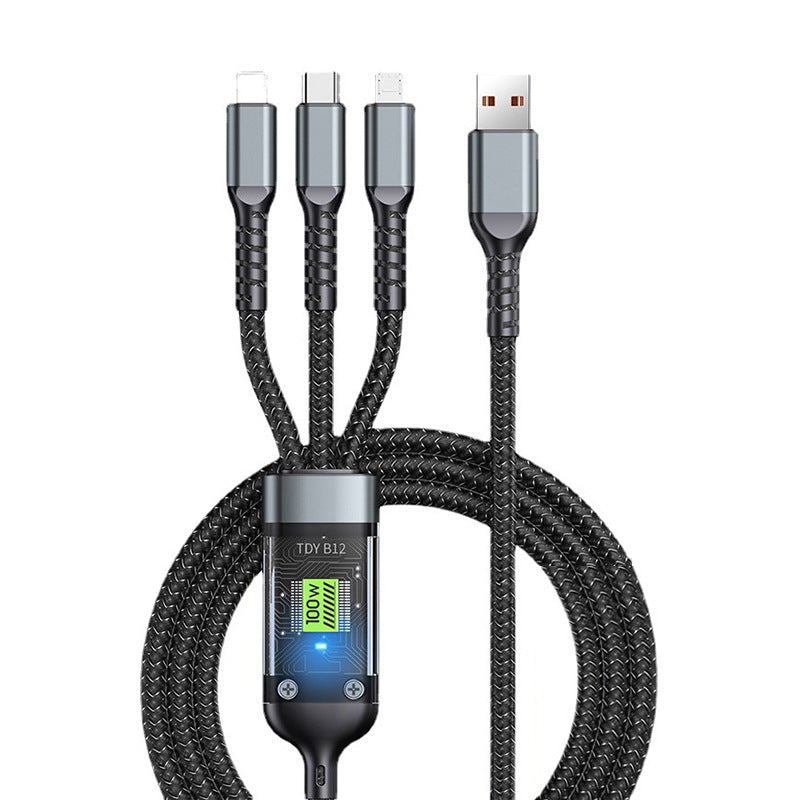 Transparante 3-in-1 supersnelle oplaadkabel