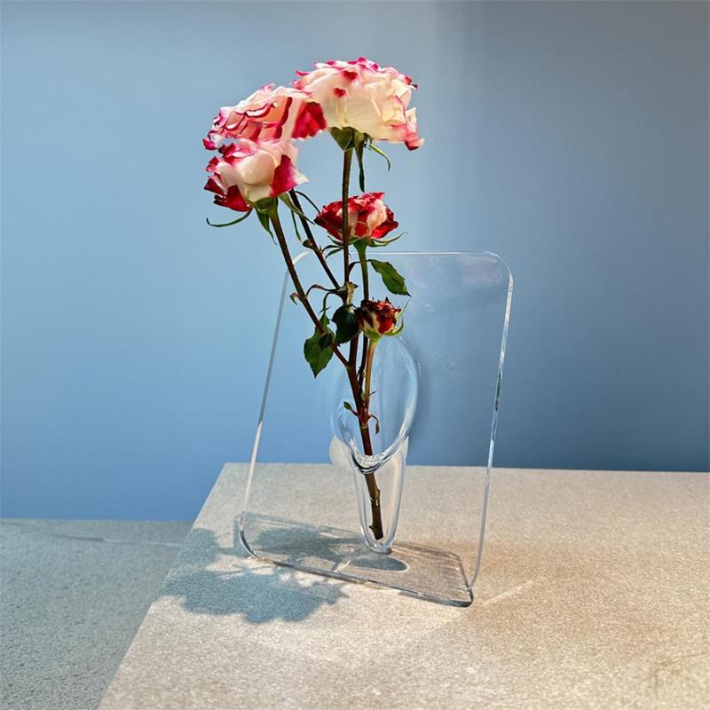 Fotolijstvormige transparante bloemenvaas