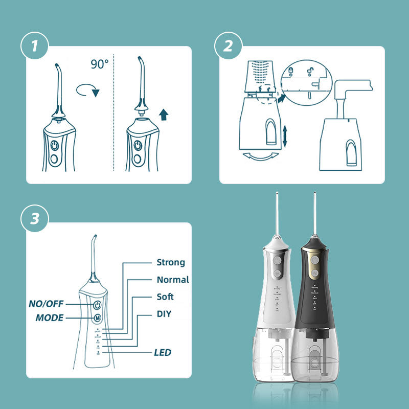 300 ml Waterdichte Waterflosser met 5 Mondstukken