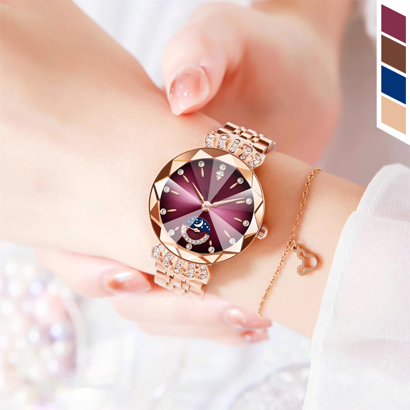 🎀60% KORTING Nieuwjaarsuitverkoop🎀 Modieuze Diamant Maan en Ster Horloge voor Dames