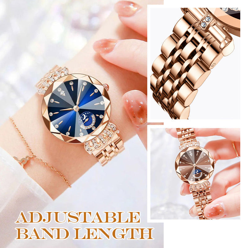 🎀60% KORTING Nieuwjaarsuitverkoop🎀 Modieuze Diamant Maan en Ster Horloge voor Dames