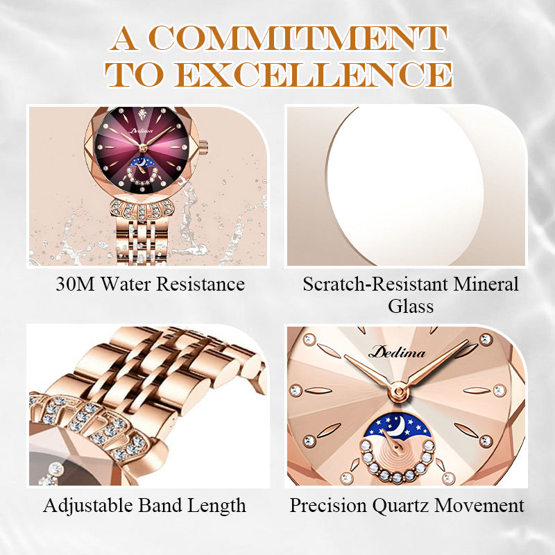 🎀60% KORTING Nieuwjaarsuitverkoop🎀 Modieuze Diamant Maan en Ster Horloge voor Dames
