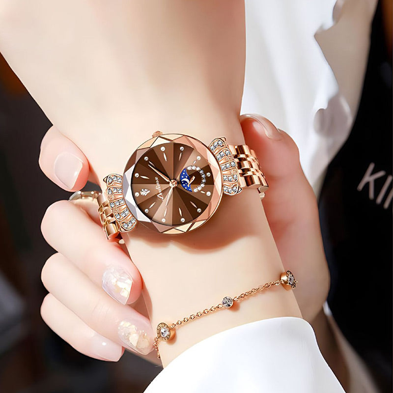 🎀60% KORTING Nieuwjaarsuitverkoop🎀 Modieuze Diamant Maan en Ster Horloge voor Dames