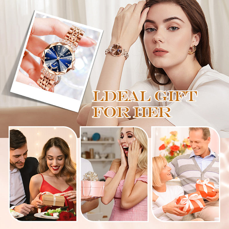 🎀60% KORTING Nieuwjaarsuitverkoop🎀 Modieuze Diamant Maan en Ster Horloge voor Dames