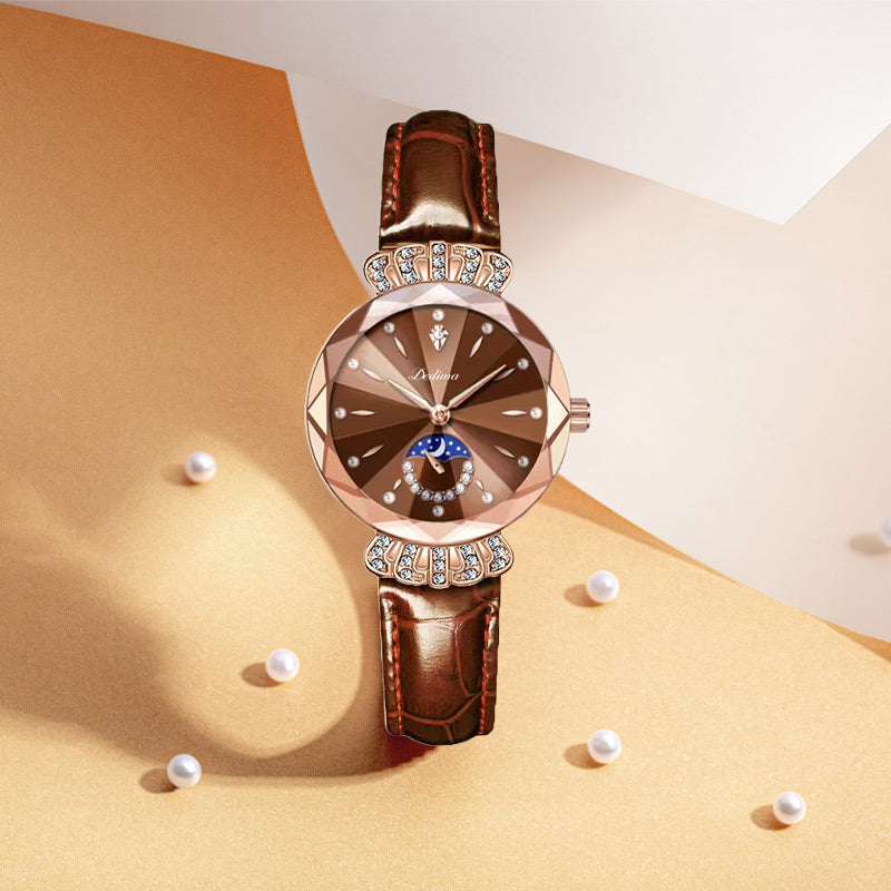 🎀60% KORTING Nieuwjaarsuitverkoop🎀 Modieuze Diamant Maan en Ster Horloge voor Dames
