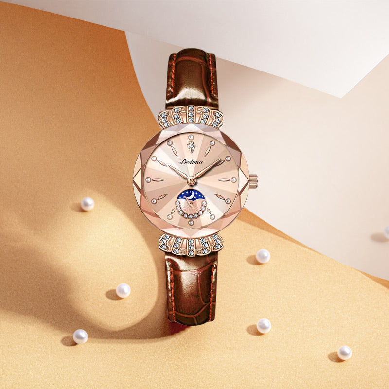 🎀60% KORTING Nieuwjaarsuitverkoop🎀 Modieuze Diamant Maan en Ster Horloge voor Dames