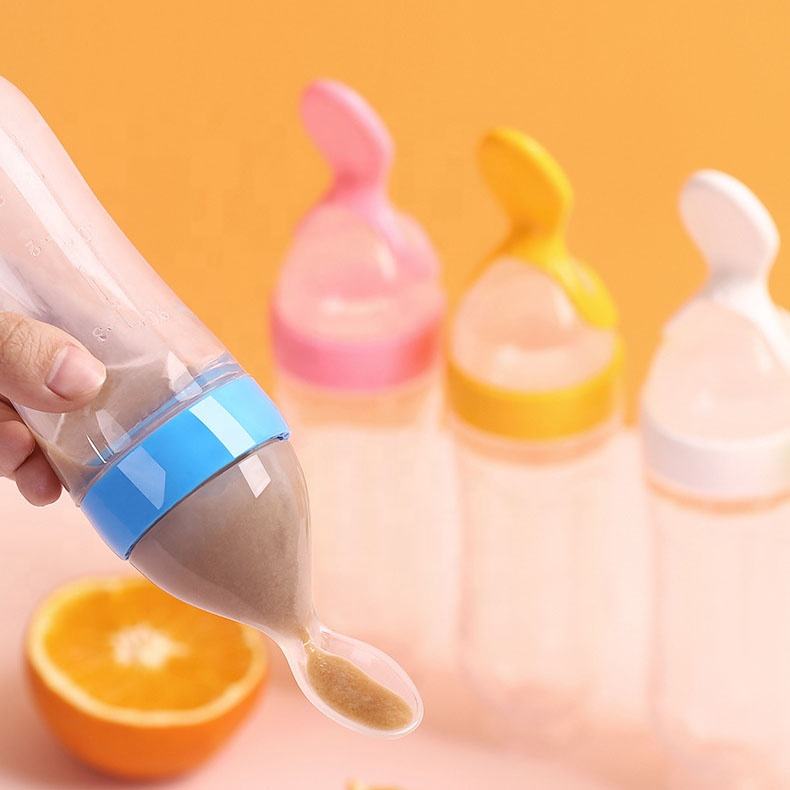 👼 Knijpbare Babyvoedingsfles met Lepel