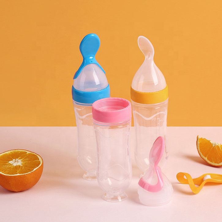 👼 Knijpbare Babyvoedingsfles met Lepel