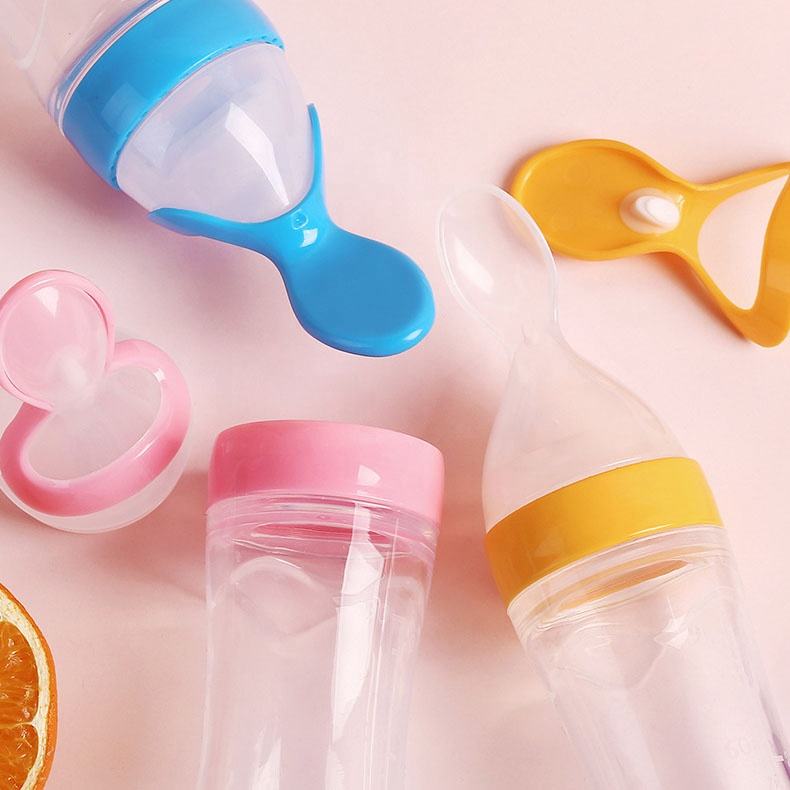 👼 Knijpbare Babyvoedingsfles met Lepel