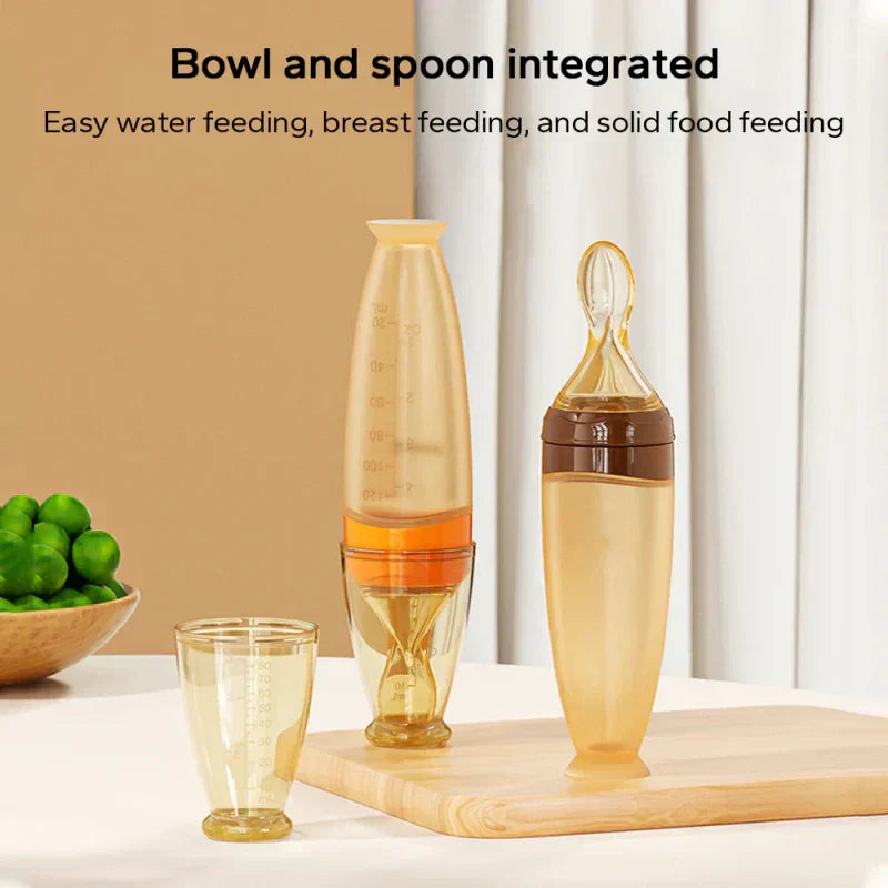 Siliconen voedingslepel, voedingslepel met klemfunctie, aanvullend hulpmiddel voor baby's