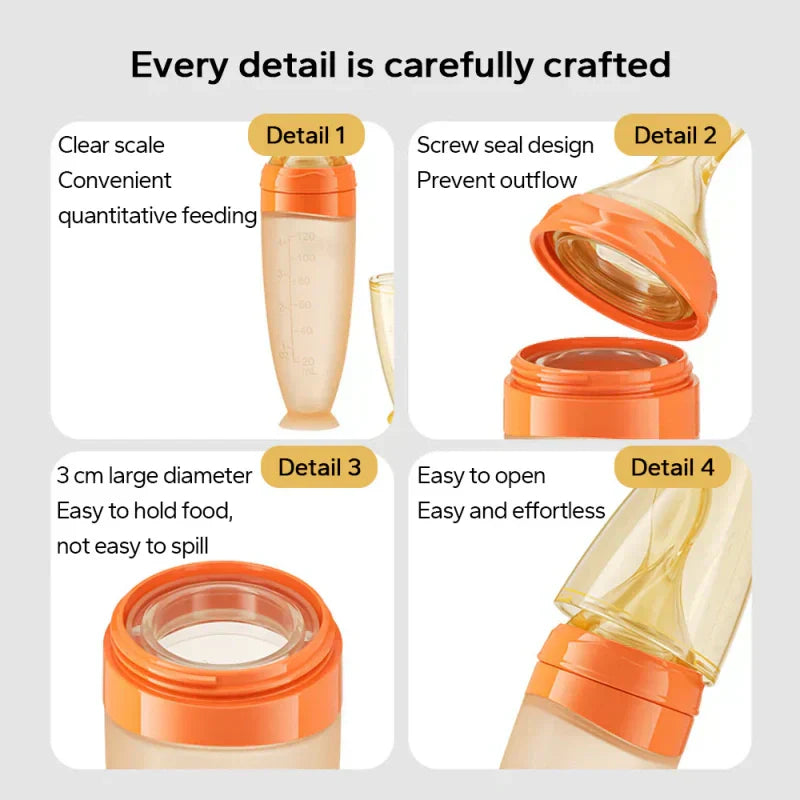 Siliconen voedingslepel, voedingslepel met klemfunctie, aanvullend hulpmiddel voor baby's