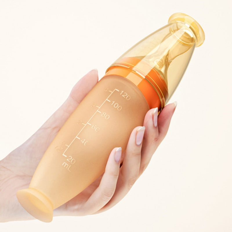 Siliconen voedingslepel, voedingslepel met klemfunctie, aanvullend hulpmiddel voor baby's