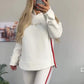 Vrouwen Lange Mouwen Gestreepte Casual Hooded Top&broek