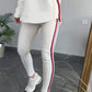 Vrouwen Lange Mouwen Gestreepte Casual Hooded Top&broek