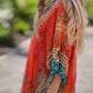 Asymmetrische damesjurk met V-hals en losse snit