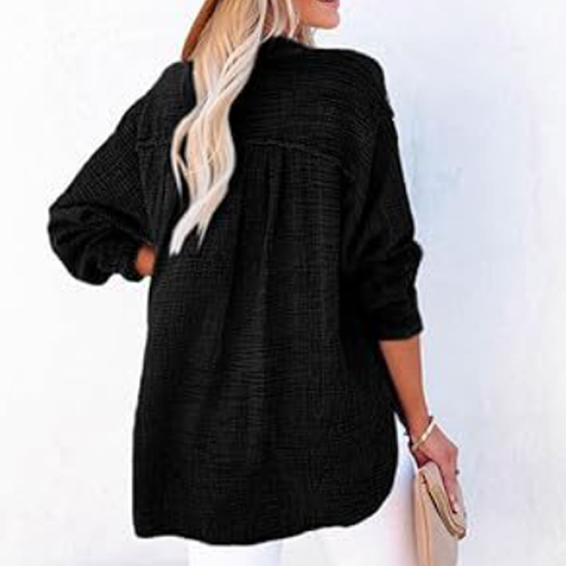 💖Beperkte Uitverkoop 60% UIT💖Women's Casual Gaas Knoop Hals Lange Mouw Blouse