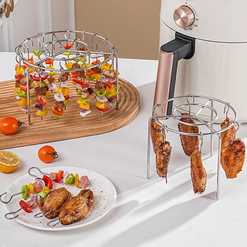 🔥 50% KORTING ! ✨ Verticale Spieshouder voor Airfryer - Gelijkmatige Verwarming, Gezond Grillen zonder Omdraaien, Snel Schoon te Maken 🍖⚡