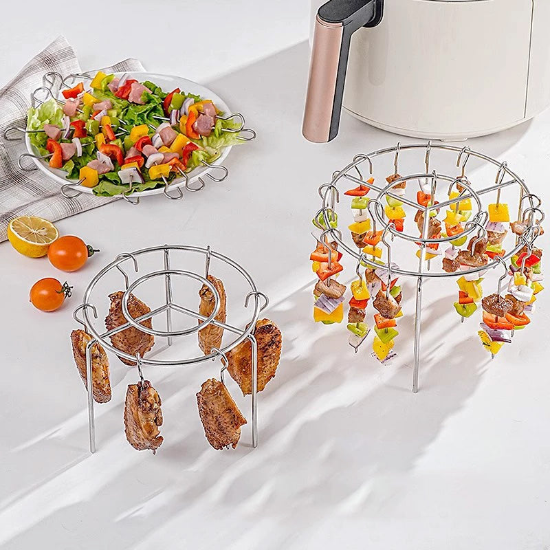 🔥 50% KORTING ! ✨ Verticale Spieshouder voor Airfryer - Gelijkmatige Verwarming, Gezond Grillen zonder Omdraaien, Snel Schoon te Maken 🍖⚡