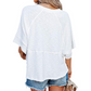 👕 Effen patchwork T-shirt met 5-punts mouwen – losse fit, uniek design, stijlvolle blikvanger! ✨