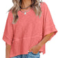 👕 Effen patchwork T-shirt met 5-punts mouwen – losse fit, uniek design, stijlvolle blikvanger! ✨