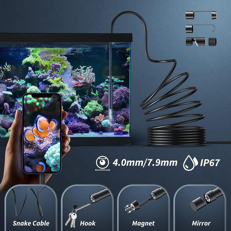 📱 50% korting! Endoscoopcamera 200W HD – 8mm sonde, Type-C & Lightning, waterdicht & plug & play. Inspecteer moeilijk bereikbare plekken moeiteloos! 🔍✨