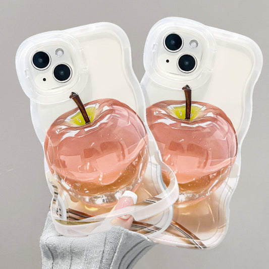 🌸🍒Doorzichtig telefoonhoesje met appelpatroon – geschikt voor iPhone 11 t/m 16🌼