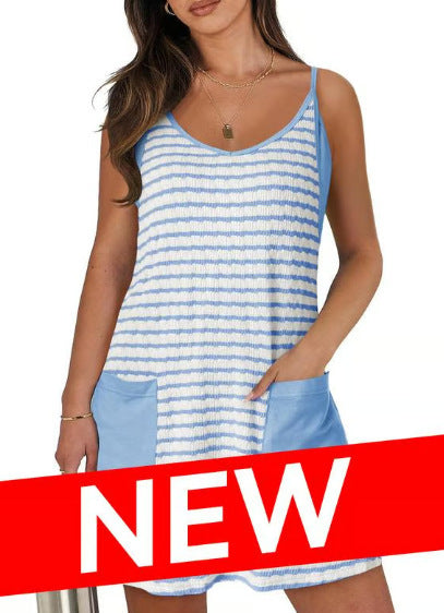🔥2025 ZOMER NIEUWE STIJL 50% KORTING🎁Dames mouwloze zomerjurk met shorts