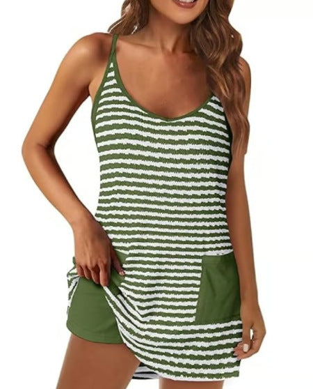 🔥2025 ZOMER NIEUWE STIJL 50% KORTING🎁Dames mouwloze zomerjurk met shorts