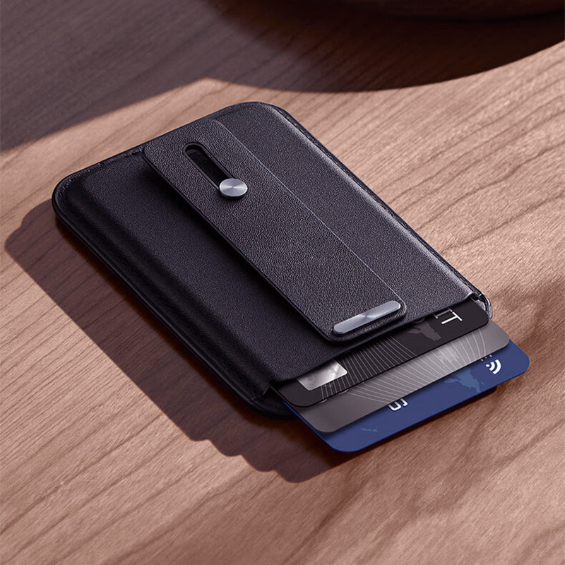 PU Lederen magnetische kaarthouder voor iPhone & telefoonhoesje
