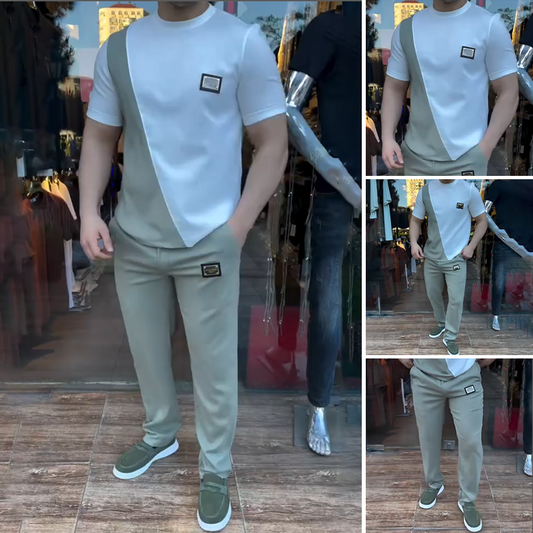 🔥 Trending deze zomer! 💁‍♀️ Casual set met ronde hals en broek voor heren