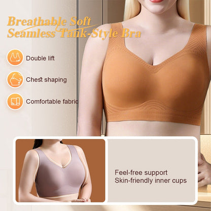 Ademende, zachte en naadloze bh met tanktop-look