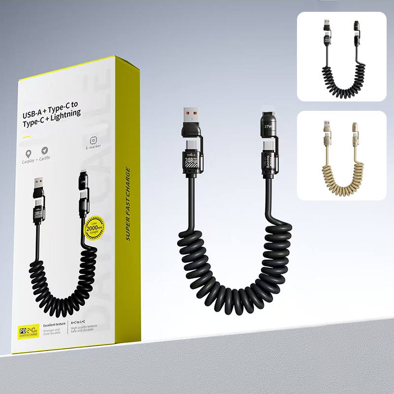 4-in-1 veer intrekbare snellaadkabel succes