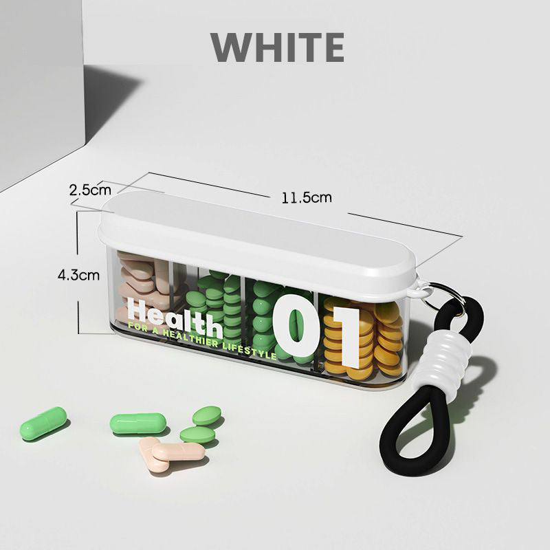 4 compartimenten draagbare verzegelde pillen organizer