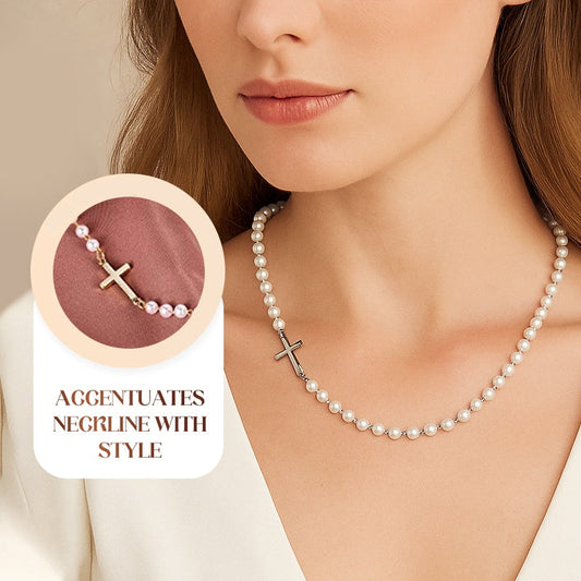 Vrouwen Elegant Kruis Synthetische Parelketting
