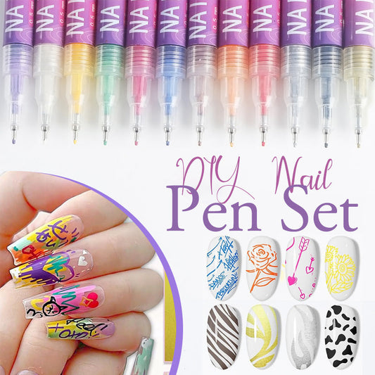 🎁Hot verkoop 50% korting op🌈12 kleuren nail art pennen set💅