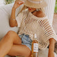 💥Prijs van de week special 💥Womens Summer Scoop Neck ShortSleeve Sweater Casual Crochet Hollow Out KnitTops