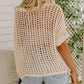 💥Prijs van de week special 💥Womens Summer Scoop Neck ShortSleeve Sweater Casual Crochet Hollow Out KnitTops