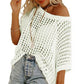 💥Prijs van de week special 💥Womens Summer Scoop Neck ShortSleeve Sweater Casual Crochet Hollow Out KnitTops