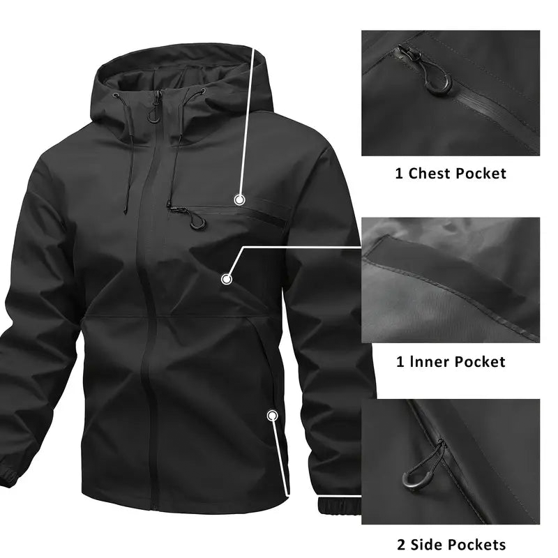 Heren outdoor sportjas in effen kleur