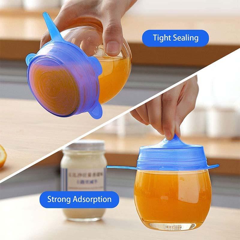 ❄️Zomerfresh 50% Korting!🥣Herbruikbare Siliconen Vershouddeksels 6-delig – Elastische Stretchdeksels voor Kommen, Fruit & Restjes