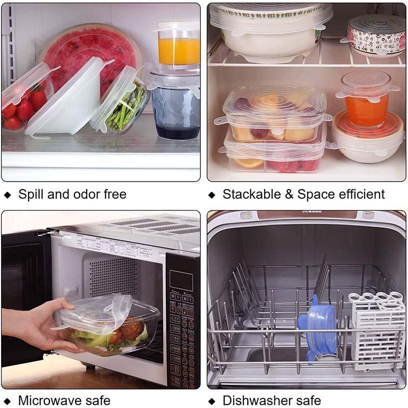 ❄️Zomerfresh 50% Korting!🥣Herbruikbare Siliconen Vershouddeksels 6-delig – Elastische Stretchdeksels voor Kommen, Fruit & Restjes