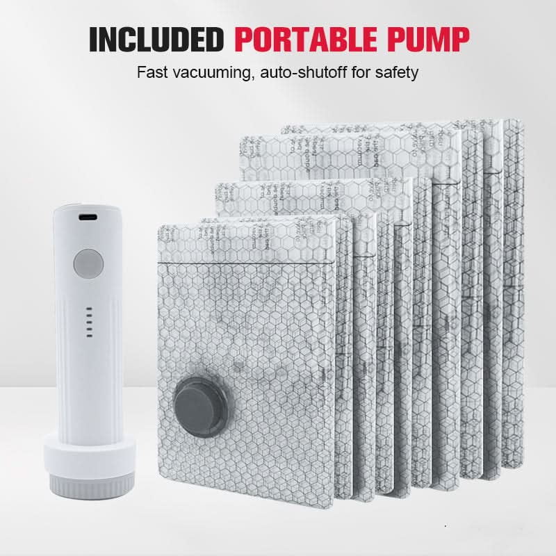 🔥 50% KORTING !✨Opbergset voor Reizen: Vacuümzakken en Draagbare Pomp