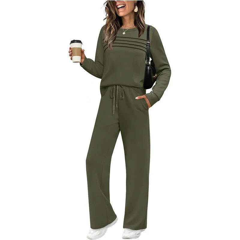 💥Uitverkoop 50% korting👗Dames casual set: top en broek met trekkoord