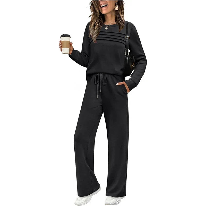 💥Uitverkoop 50% korting👗Dames casual set: top en broek met trekkoord
