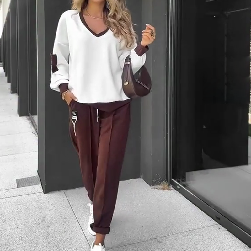 🎉GRATIS VERZENDING🎉 Color-Block Pullover Hoodie & Joggingbroek Set – Opvallend Design, Comfortabel Voor Alledag