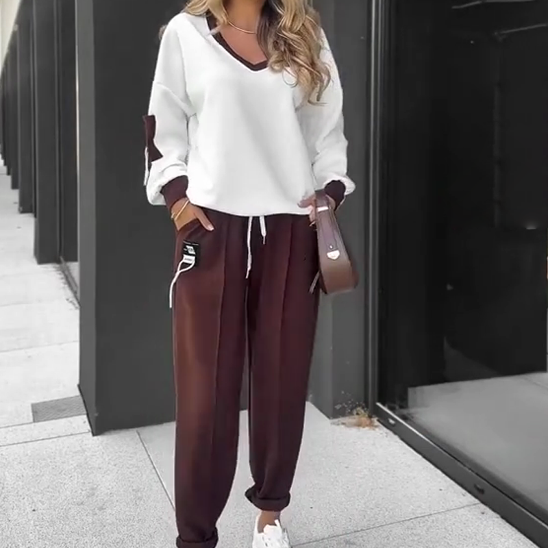 🎉GRATIS VERZENDING🎉 Color-Block Pullover Hoodie & Joggingbroek Set – Opvallend Design, Comfortabel Voor Alledag