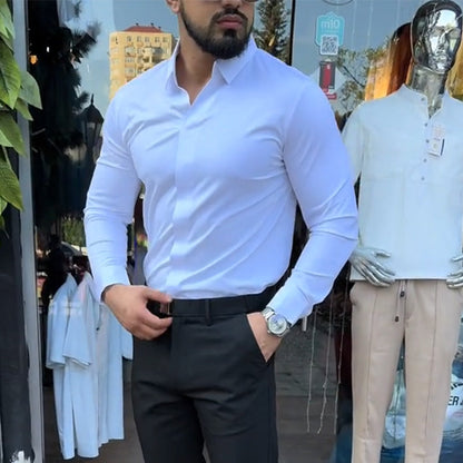 👔Heren Slim Fit Casual Overhemd in Effen Kleur🛍️