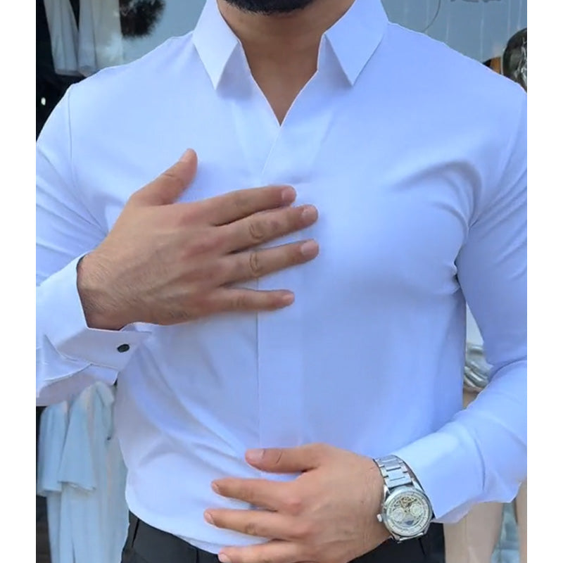 👔Heren Slim Fit Casual Overhemd in Effen Kleur🛍️