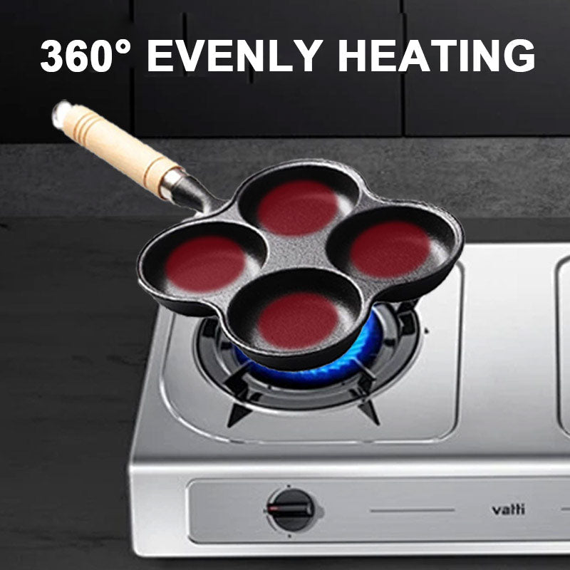 🍳4-kops Gietijzeren Antiaanbak Ei Bakpan🔥