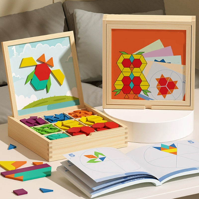 🎁Vroege kerstuitverkoop 50% KORTING🔥Houten magnetische patroonblokkenpuzzel set🧩